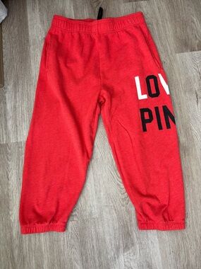PINK Victoria's Secret Red 'LOVE PINK' Joggers